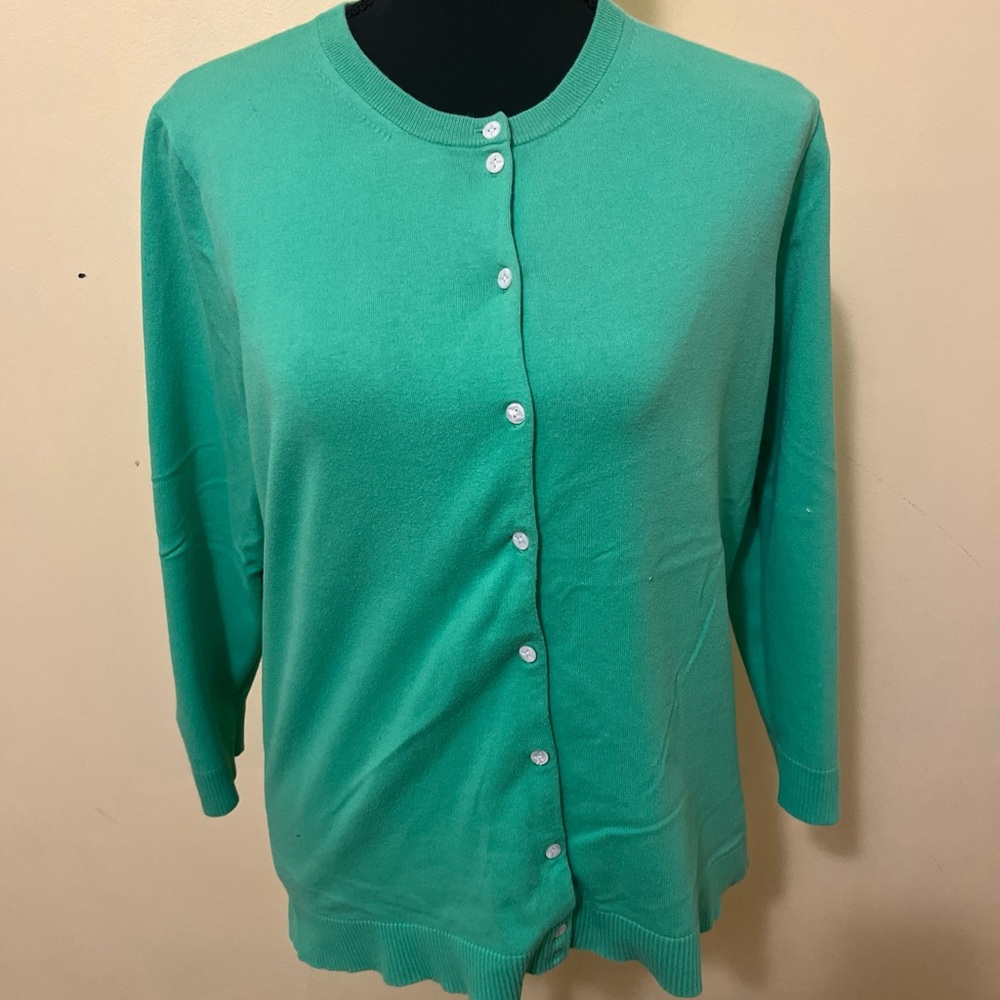 J. Crew Vibrant Green button up cardigan size M